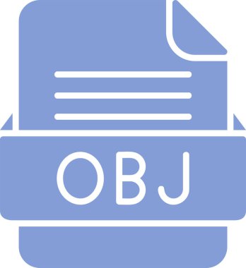 OBJ dosya simgesi, vektör illüstrasyonu  