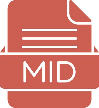 MID dosya simgesi, vektör illüstrasyonu  