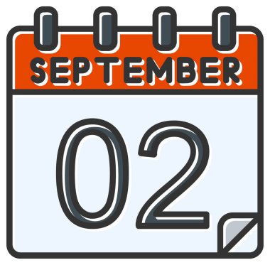 Vektör çizimi. Takvim tarihi 02 Eylül.
