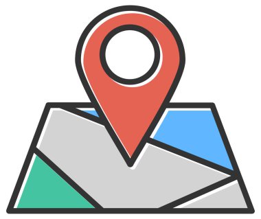 map pin location icon in filled outline style