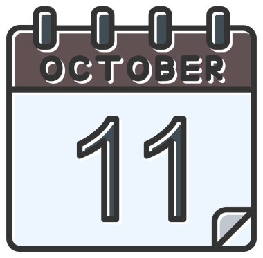 Vektör çizimi. 11 Ekim tarihli takvim