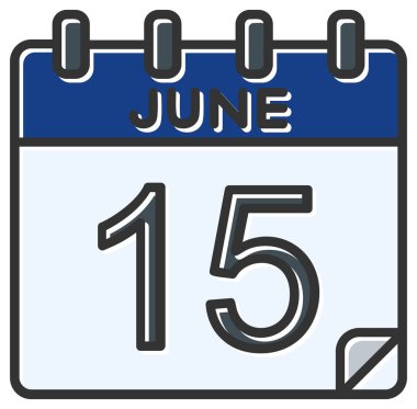 Vektör çizimi. 15 Haziran tarihli takvim