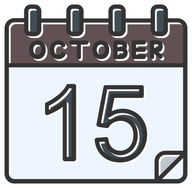 Vektör çizimi. 15 Ekim tarihli takvim