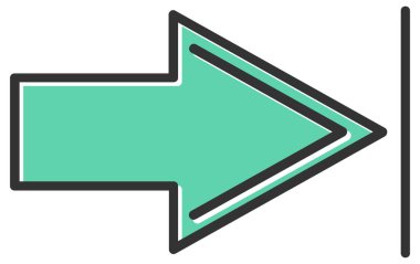 ok vektör simgesi. biçim ana çizgi simgesi, yumuşak mavi renk, beyaz arkaplan.