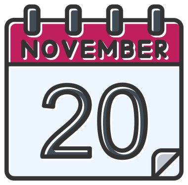 Vektör çizimi. 20 Kasım tarihli takvim