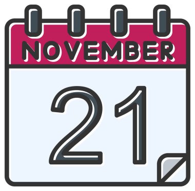 Vektör çizimi. Takvimde 21 Kasım tarihi