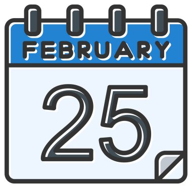 Vektör çizimi. 25 Şubat tarihli takvim