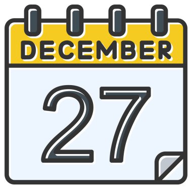 Vektör çizimi. 27 Aralık tarihli takvim