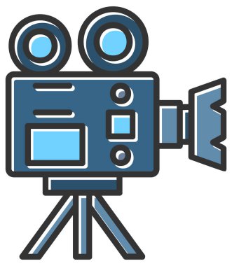 kamera sinema televizyon simgesi doldurulmuş ana hatlarıyla