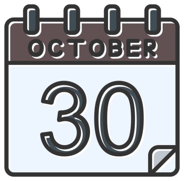 Vektör çizimi. 30 Ekim tarihli takvim