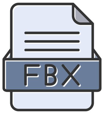 FBX dosya web simgesi, vektör illüstrasyonu   