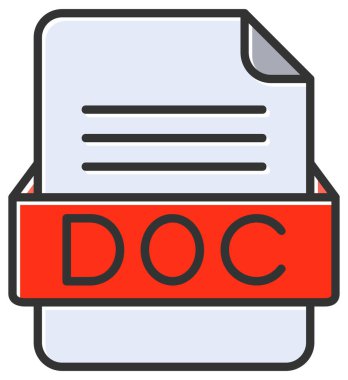  DOC dosya web simgesi, vektör illüstrasyonu   