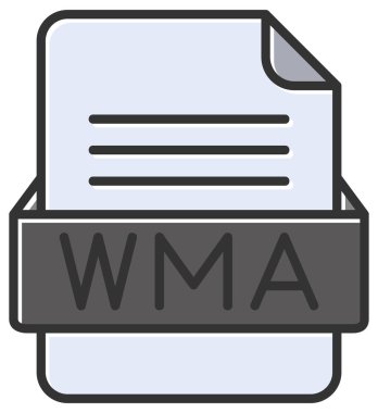 WMA dosya web simgesi, vektör illüstrasyonu   