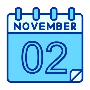 Kasım 2 - takvim günü - takvim simgesinin vektör illüstrasyonu