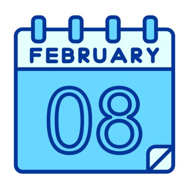 28 Şubat 'ta. Takvim biçimi simgesi. Basit bir randevu, düz stil. Takvim simgesi. Kış günü