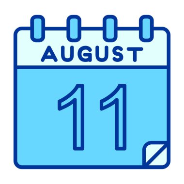 11 Ağustos tarihli mavi bir takvimin çizimi