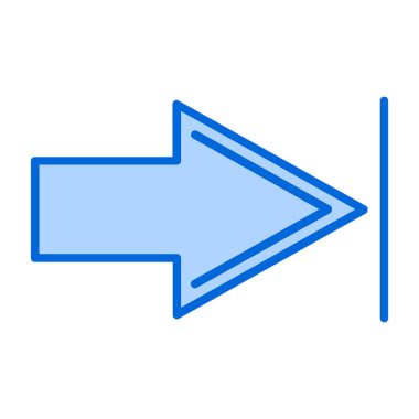 Yöne doğru vektör simgesi. Tarzıdır düz simgesi simgesi, mavi renk, beyaz arka plan.