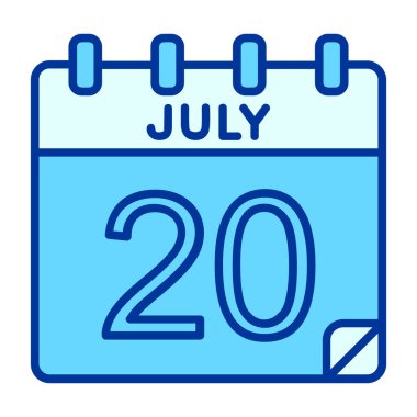 Tek bir takvim simgesinde 20 Temmuz basit ve temiz tasarım