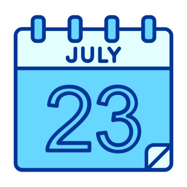 23 Temmuz 'da. Ayın 23 'ü, beyaz arka planda basit ve simge. Zaman yönetimi planlıyorum. takvim simgelerinin dizisi,