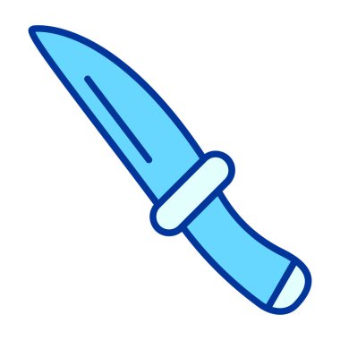 Bıçak ikonu. İnce çizgi tarzı mavi dolgu tasarımı. vektör illüstrasyonu