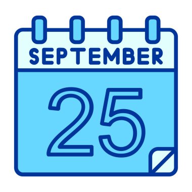 Eylül 25 - Gün - Eylül - Takvim simgesi - Takvim simgesi tasarım şablonu çizimi