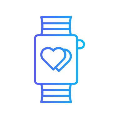 akıllı saat simgesi, vektör illüstrasyonlu kalp