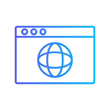 tarayıcı pencere renk çizgisi simgesi. Web sayfası için pictogram, mobil uygulama, tanıtım. Evet. Gui tasarım elemanı. düzenlenebilir vuruş.