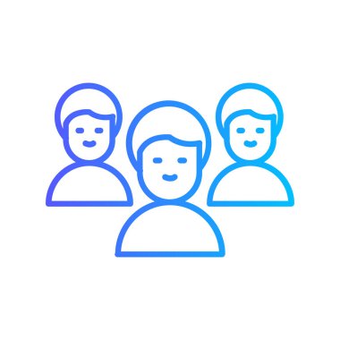 grup insan ikon vektörü. İnce çizgi işareti. izole edilmiş sınır sembolü çizimi