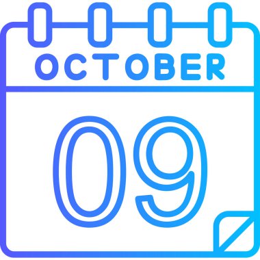9 Ekim tarih simgesi - takvim