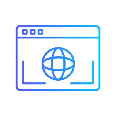 tarayıcı ekran simgesi vektörü. İnce çizgi işareti. izole edilmiş sınır sembolü çizimi