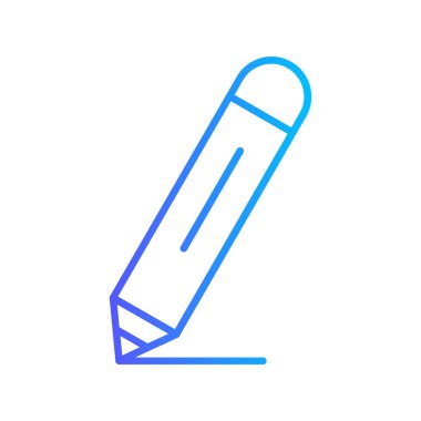 Kalem simgesi vektörü ince çizgi mavi ve beyaz izole dış hat kontur sembolü