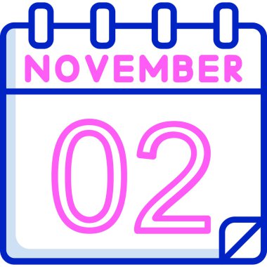 Kasım takvim sayfası büyük iki numarayı gösterir