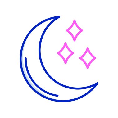 Ay ve yıldızların vektör çizimi. Ay ve yıldızların koleksiyonu stok vektör çizimi.