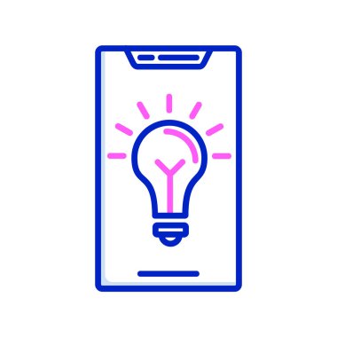 Beyaz arkaplanda izole edilmiş akıllı ampul ikonu ile ana hatları doldurulmuş akıllı ampul. Teknoloji ve yenilik kavramı. vektör.