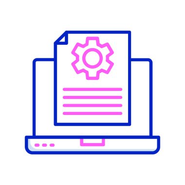 dişli simgesi olan bilgisayar, vektör illüstrasyon tasarımı