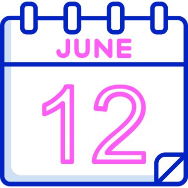 Mavi hatlı 12 Haziran tarihini gösteren takvim