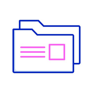 Pembe detaylar içeren mavi ana hatlı dizin simgesi