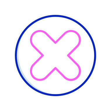 Çapraz simge vektörü. Çizgi çapraz işareti. izole edilmiş sınır sembolü çizimi