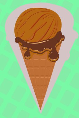 Waffle külahında çikolata aromalı dondurma