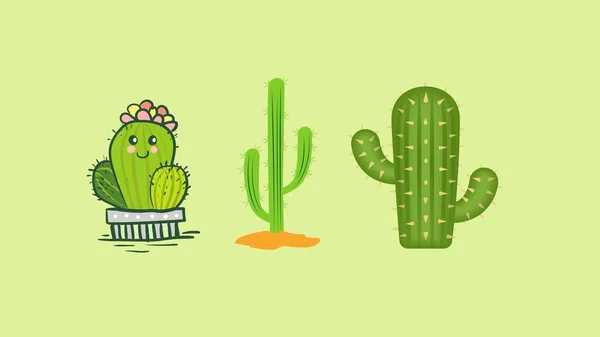Vektorová Ilustrace Kaktusového Stromu Který Zelenou Barvu Světle Zeleném Pozadí — Stock fotografie