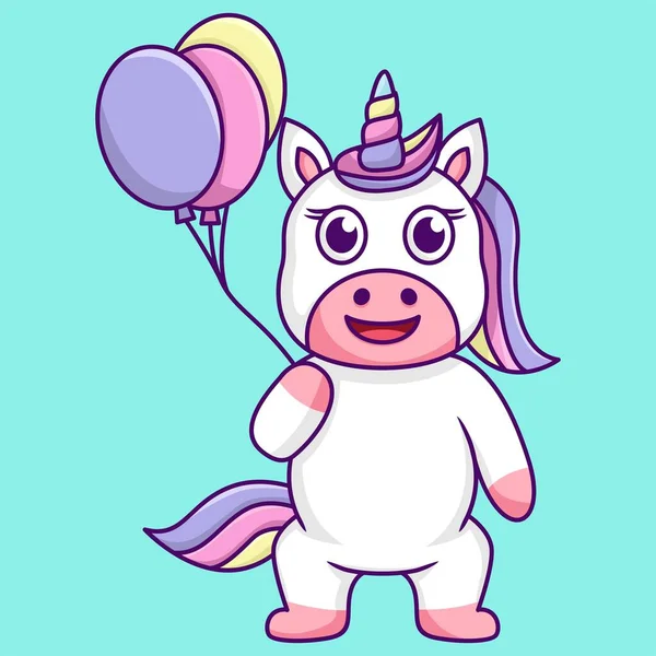 Renkli çizgi film şirin tek boynuzlu at.