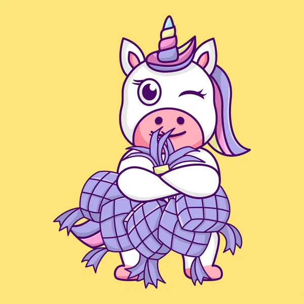 Renkli çizgi film şirin tek boynuzlu at.