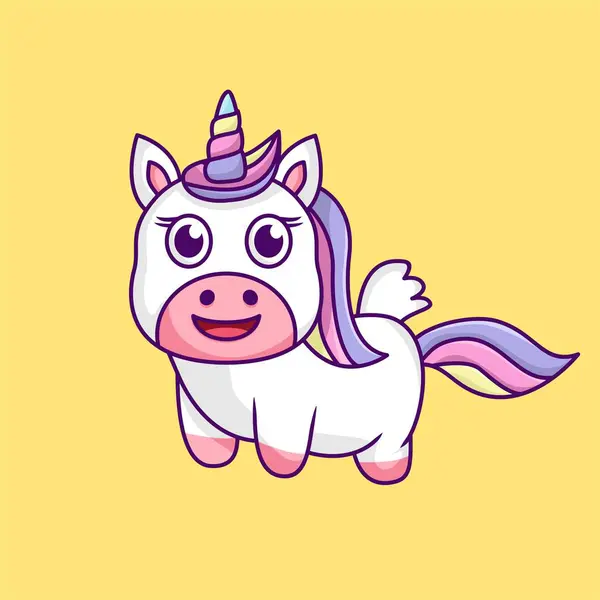 Dibujos Animados Colorido Lindo Unicornio — Vector de stock