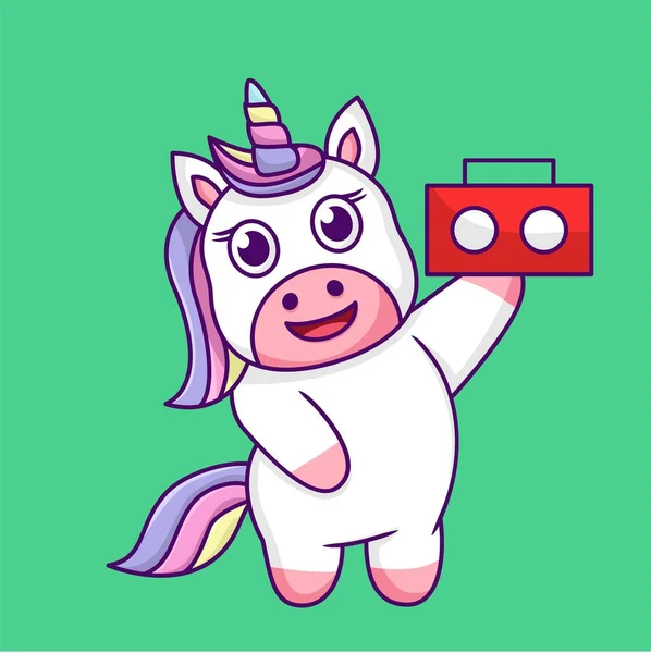 Renkli çizgi film şirin tek boynuzlu at.