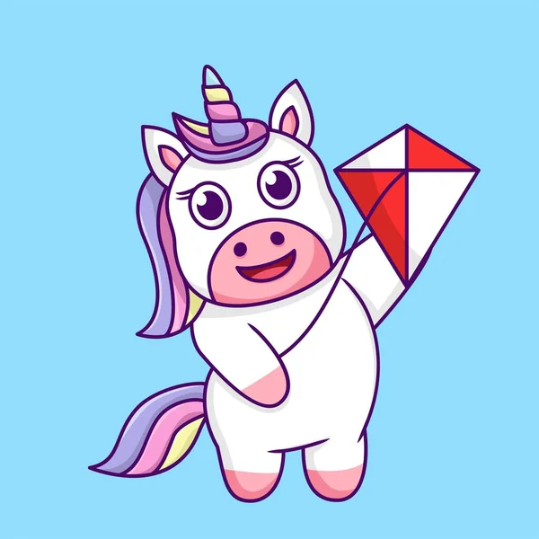 Renkli çizgi film şirin tek boynuzlu at.