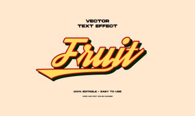 Meyve düzenlenebilir metin efekti. Geçmişe dönük taze yiyecek tarzı