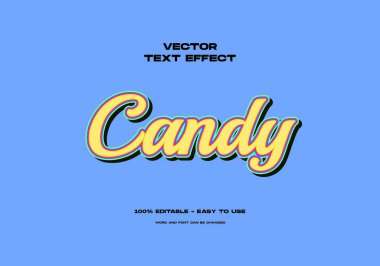 Şekerle düzenlenebilir metin efekti. Parlak renkli eğlence biçimi