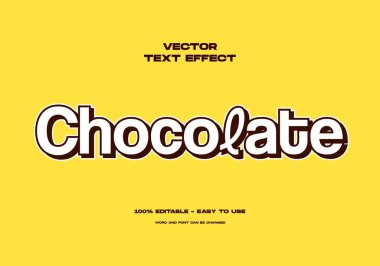 Çikolata düzenlenebilir metin efekti. Yemek çizgi film tarzı.