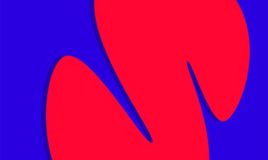 Soyut, dalgalı, vahşi, çağdaş bir geçmişi var. Brutal Swiss Bauhaus tasarımı kırmızı mavi. Vektör vahşeti modası eski moda