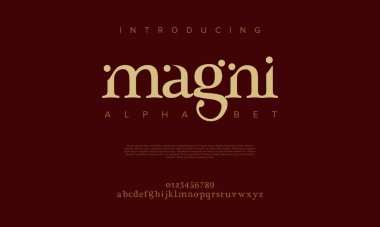 Biçimlendirilmiş modern yazı tipi ve alfabenin vektörü